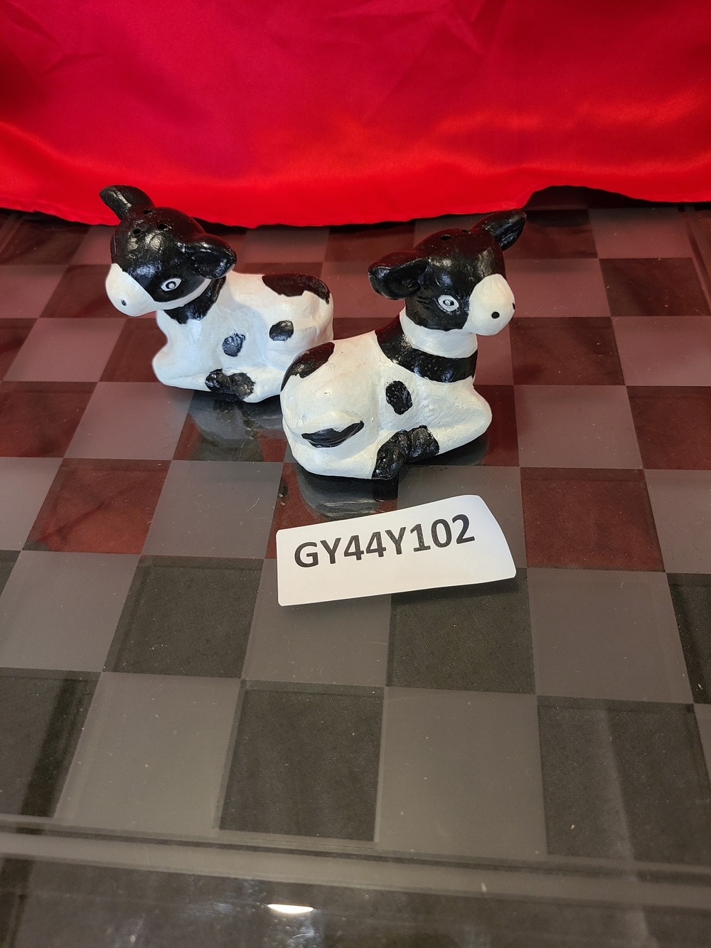 Vintage Black and White Ceramic Cow Salt and Pepper Shakers